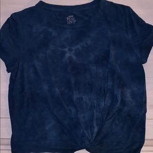 aerie dark blue wash tie up top